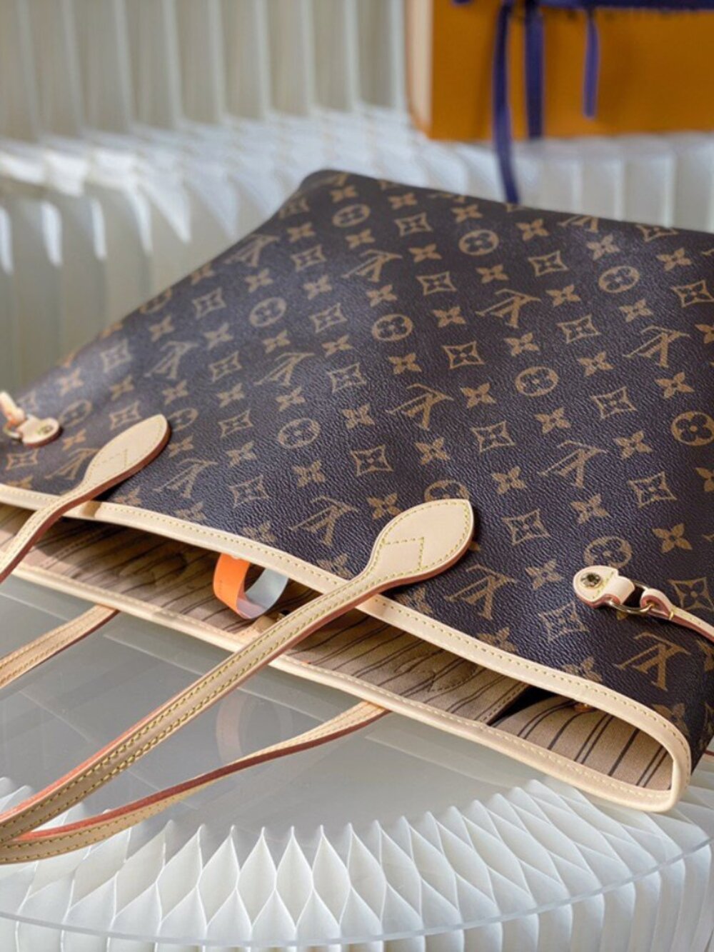 🌸 Louis Vuitton Neverfull MM Monogram Beige - Picture 9 of 10